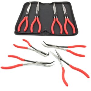 SZCZYPCE DŁUGIE ZESTAW kombinerki WYGIĘTE proste CĘGI 4 ELEMENTY