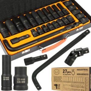 KLUCZE NASADOWE 1/2 27 ELEMENTÓW 6-KĄTNE BJC STALOWE MOCNE NASADKI UDAROWE