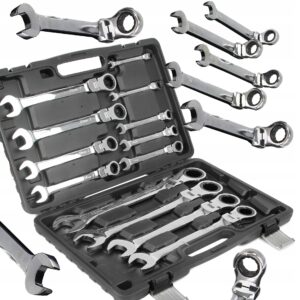 KLUCZE PŁASKO-OCZKOWE GRZECHOTKĄ 8-22 ŁAMANE płasko oczkowe Solidne klucz