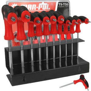 ZESTAW KLUCZE ŚRUBOKRĘTY WKRĘTAKI KĄTOWE TORX 10 SZTUK STOJAK GRATIS