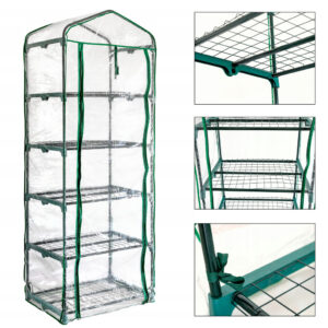 MINI SZKLARNIA BALKONOWA OGRODOWA 5 PÓŁEK PIONOWA FOLIAK 195x69x50 cm