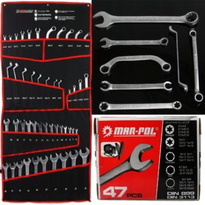 KLUCZE Płasko oczkowe 47szt zestaw komplet duży Solidny płachta