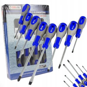 ZESTAW WKRĘTAKÓW WKRĘTAKI ŚRÓBOKRĘTY ŚRUBOKRĘT 8 SZT KRZYŻAK PŁASKI MOCNE WARSZTATOWE