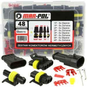 ZESTAW KONEKTORÓW HERMETYCZNYCH WTYCZKI WSÓWKI 48 SZT SOLIDNE