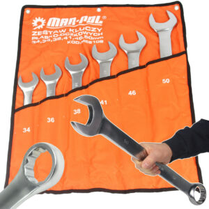 ZESTAW KLUCZE PŁASKO-OCZKOWE SATYNA 34-50MM 6EL. CRV PŁACHTA MOCNE TIR