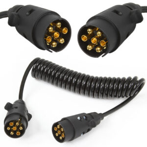 Przedłużacz przyczepy PRZEWÓD SPIRALNY 7 pin 3m DŁUGI KABEL lawety 2 x WTYKA