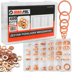 PODKŁADKI MIEDZIANE USZCZELKI ZESTAW PODKŁADEK MIEDŹ MIEDZIANYCH 400 szt