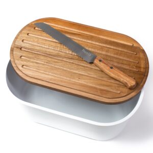 CHLEBAK Z NOŻEM PLASTIKOWY Z DESKĄ DO KROJENIA ZESTAW KOMPLET