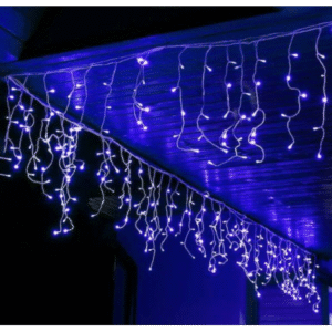 LAMPKI SOPLE 300LED NIEBIESKIE wewnętrzne zewnętrzne + flash 13m KURTYNA