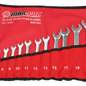 KLUCZE OCZKOWE - PŁASKIE 12-ELE (6-22mm) CZERWONA PŁACHTA/ PŁASKO OCZKOWE MOCNE 12SZT