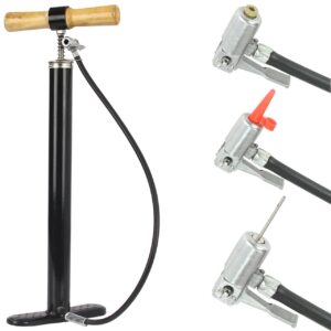 Pompka ręczna czarna do kół rowerów piłki materacy 3 końcówki