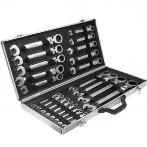 KLUCZE PŁASKO OCZKOWE Z GRZECHOTKĄ ŁAMANE 6-32 22 szt MOCNE